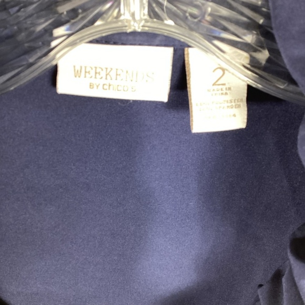 Chico’s Weekend Athleisure Jacket Sleeveless Navy Blue‎ Size 2 Full Zip - Picture 3 of 10